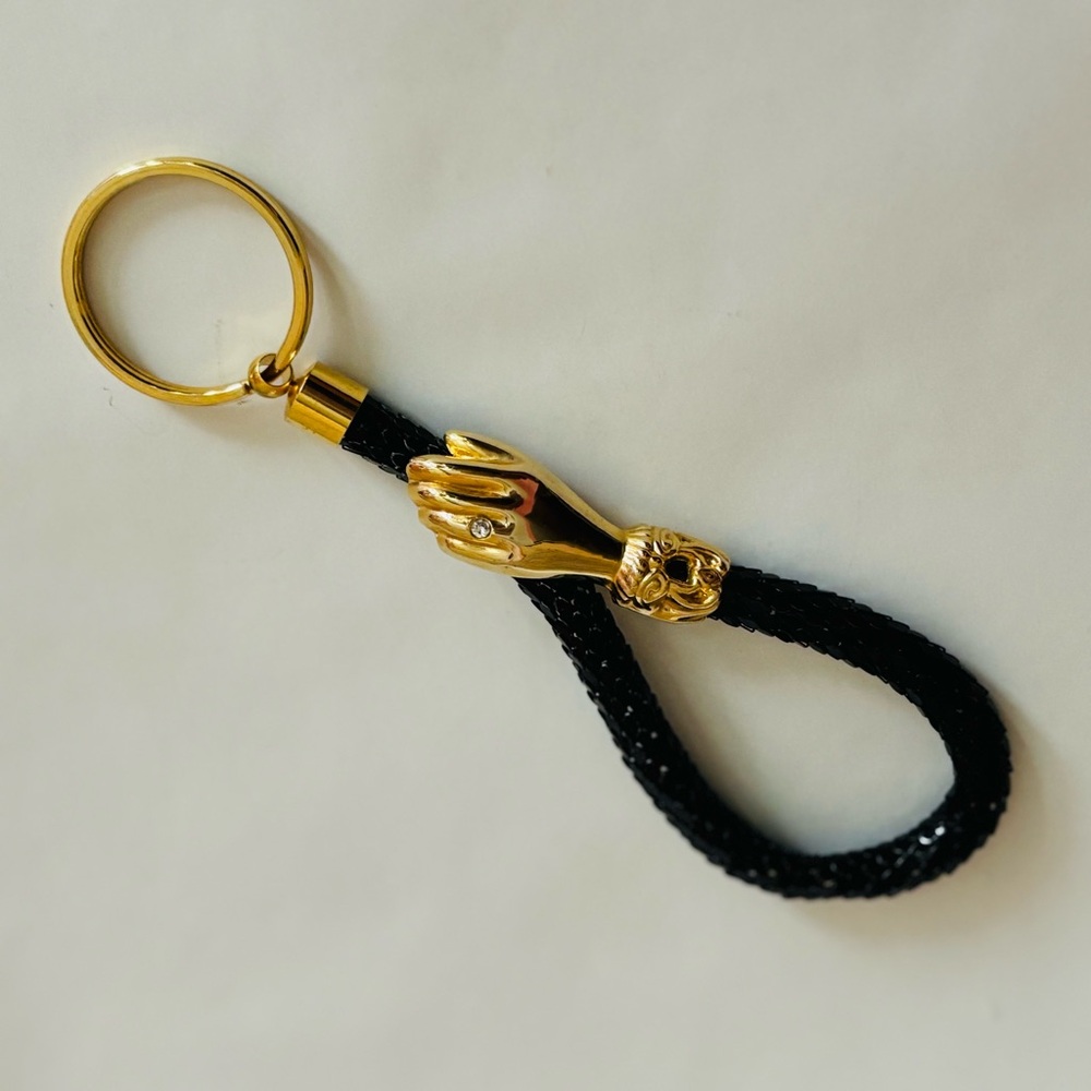 60's DL Auld Gold Hands Keychain - Bag Charm - DL Auld Jewelry - Collectible